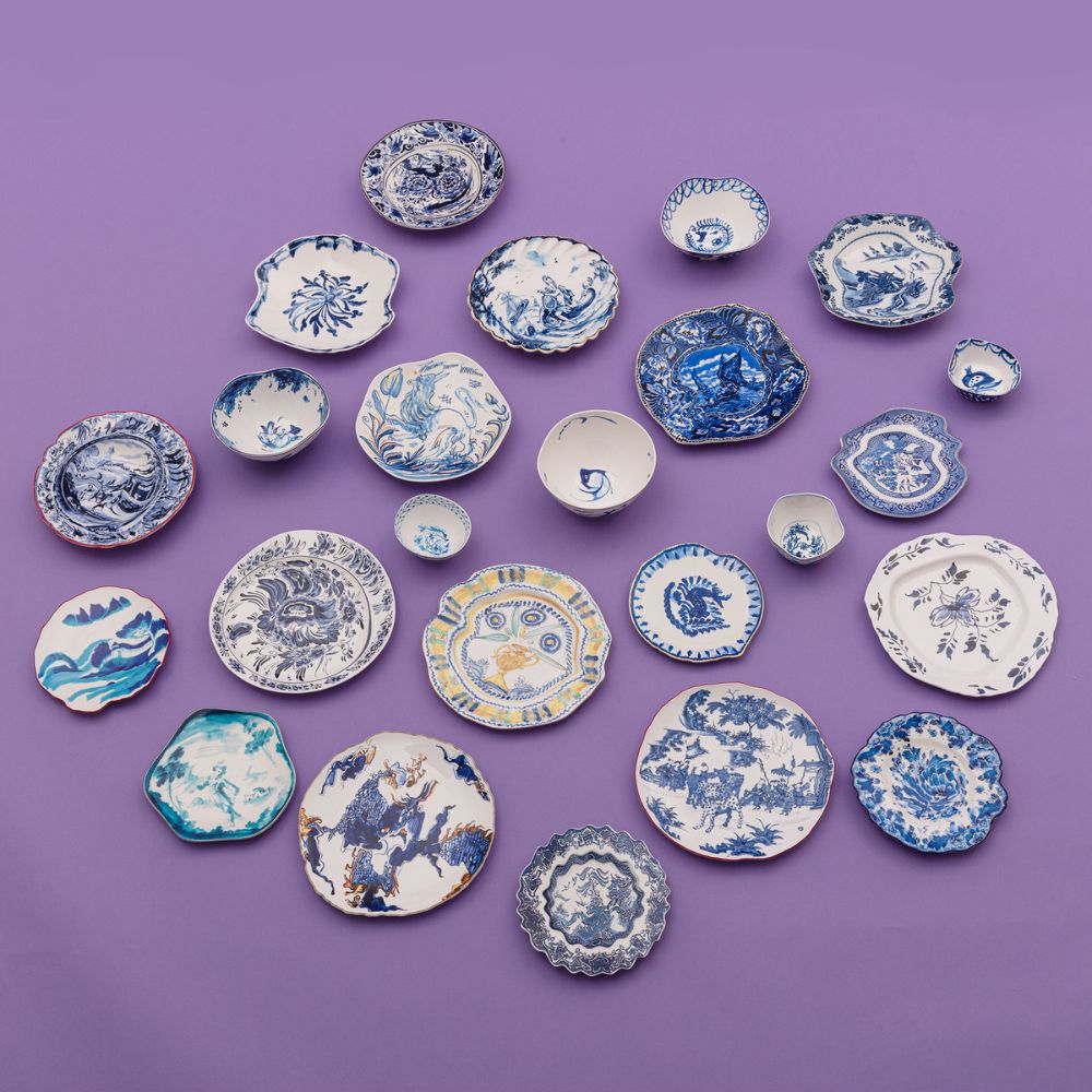 Dessertbord DIESEL CLASSICS ON ACID DELF ROSE 21 cm, blauw, porselein, Seletti
