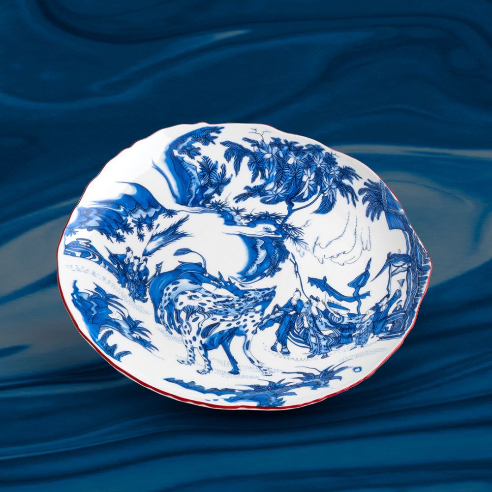 Dineerbord DIESEL CLASSICS ON ACID BLUE CHINOISERIE 28 cm, blauw, porselein, Seletti