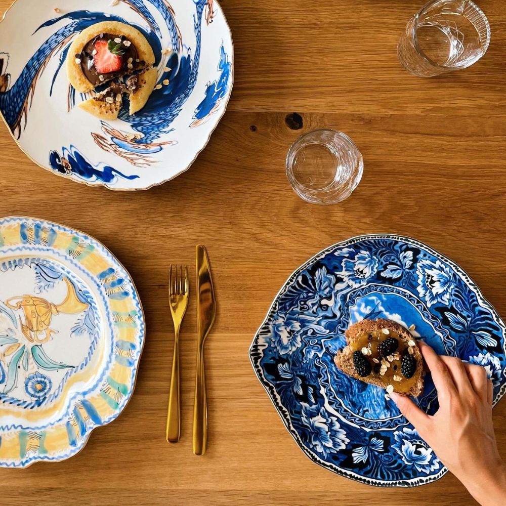 Dineerbord DIESEL CLASSICS ON ACID MAASTRICHT SHIP 28 cm, blauw, porselein, Seletti