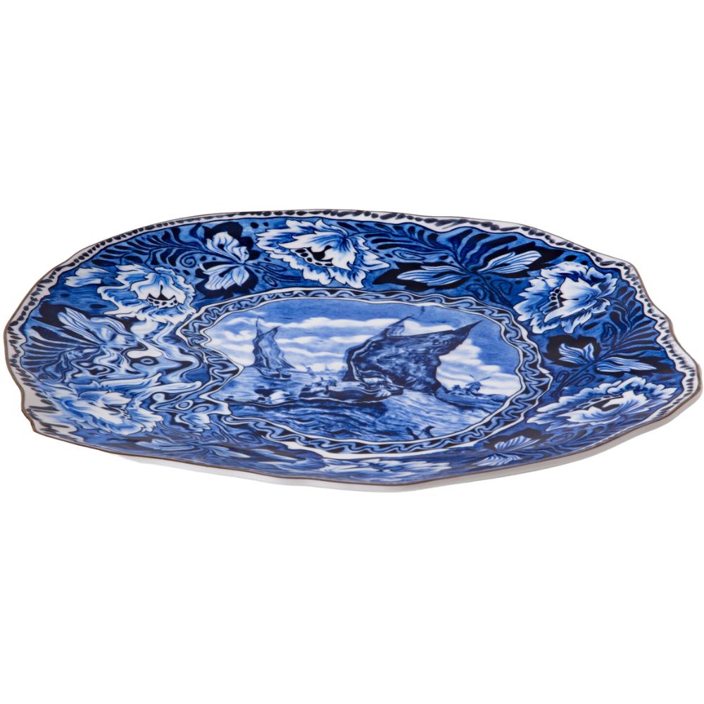 Dineerbord DIESEL CLASSICS ON ACID MAASTRICHT SHIP 28 cm, blauw, porselein, Seletti