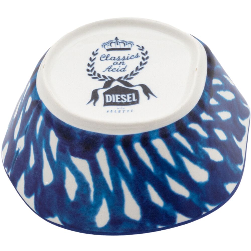 Eetkom DIESEL CLASSICS ON ACID GRANADA 12 cm, wit/blauw, porselein, Seletti