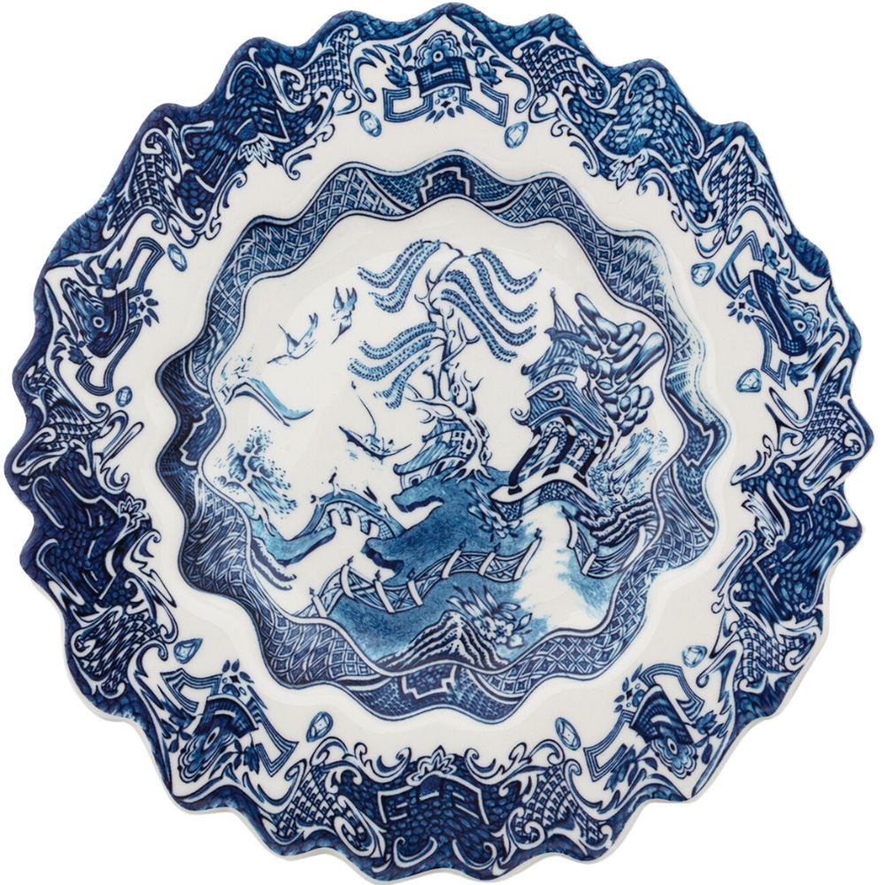 Dessertbord DIESEL CLASSICS ON ACID WILLOWAVE 21 cm, blauw, porselein, Seletti