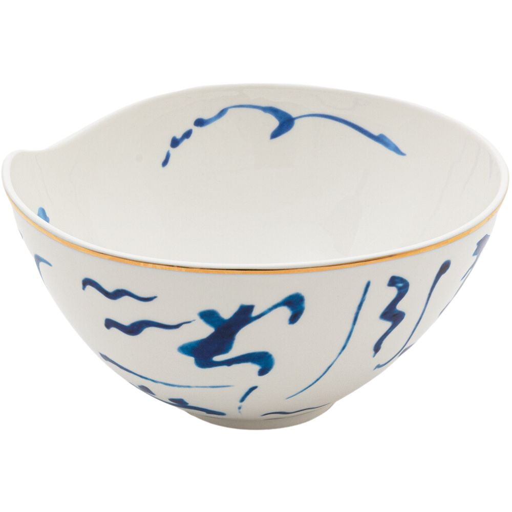 Serveerschaal DIESEL CLASSICS ON ACID KOI 18 cm, wit/blauw, porselein, Seletti