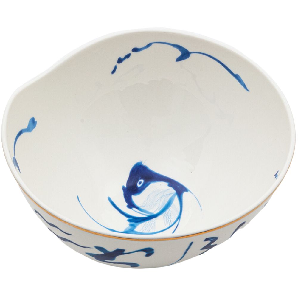 Serveerschaal DIESEL CLASSICS ON ACID KOI 18 cm, wit/blauw, porselein, Seletti