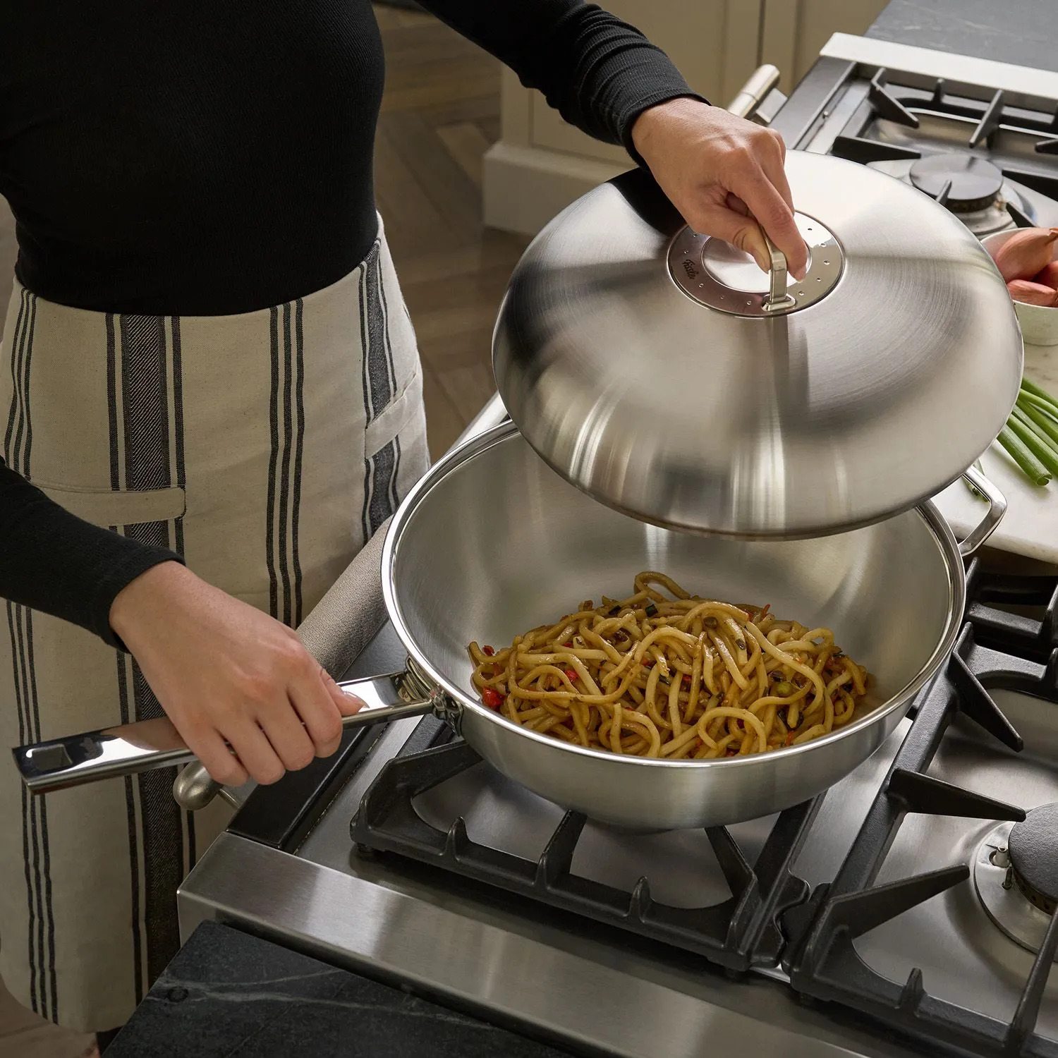 Wok ORIGINAL PROFI 32 cm, zilver, roestvrij staal, Fissler