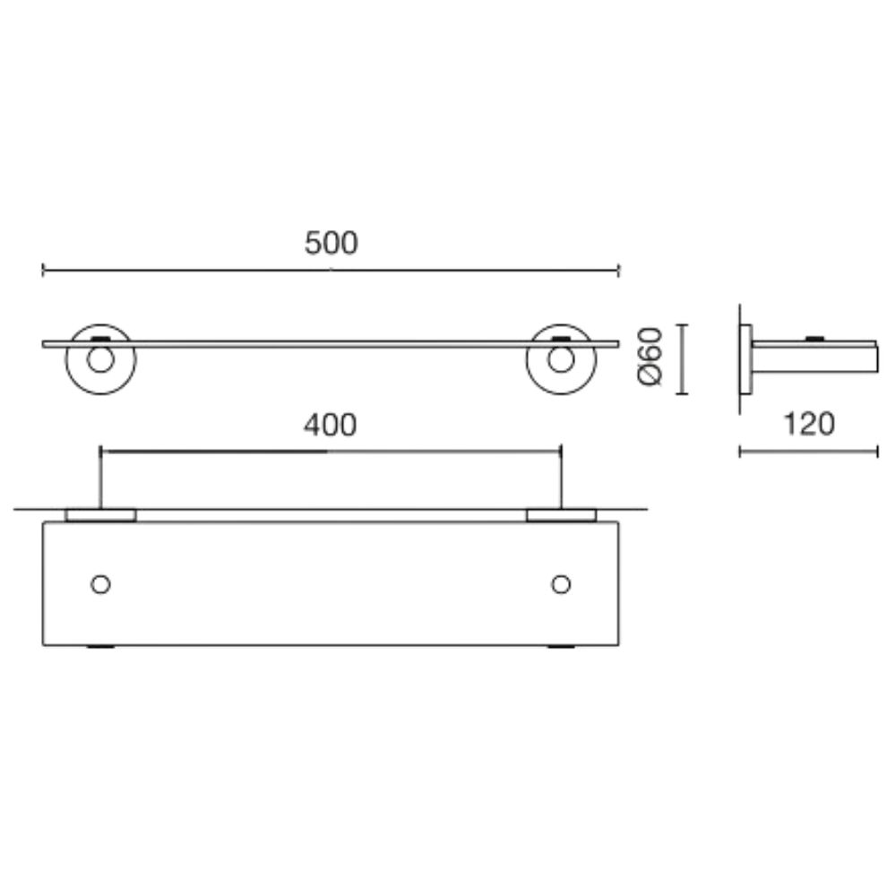 Badkamerplank SCALA 50 cm, glas, Zack