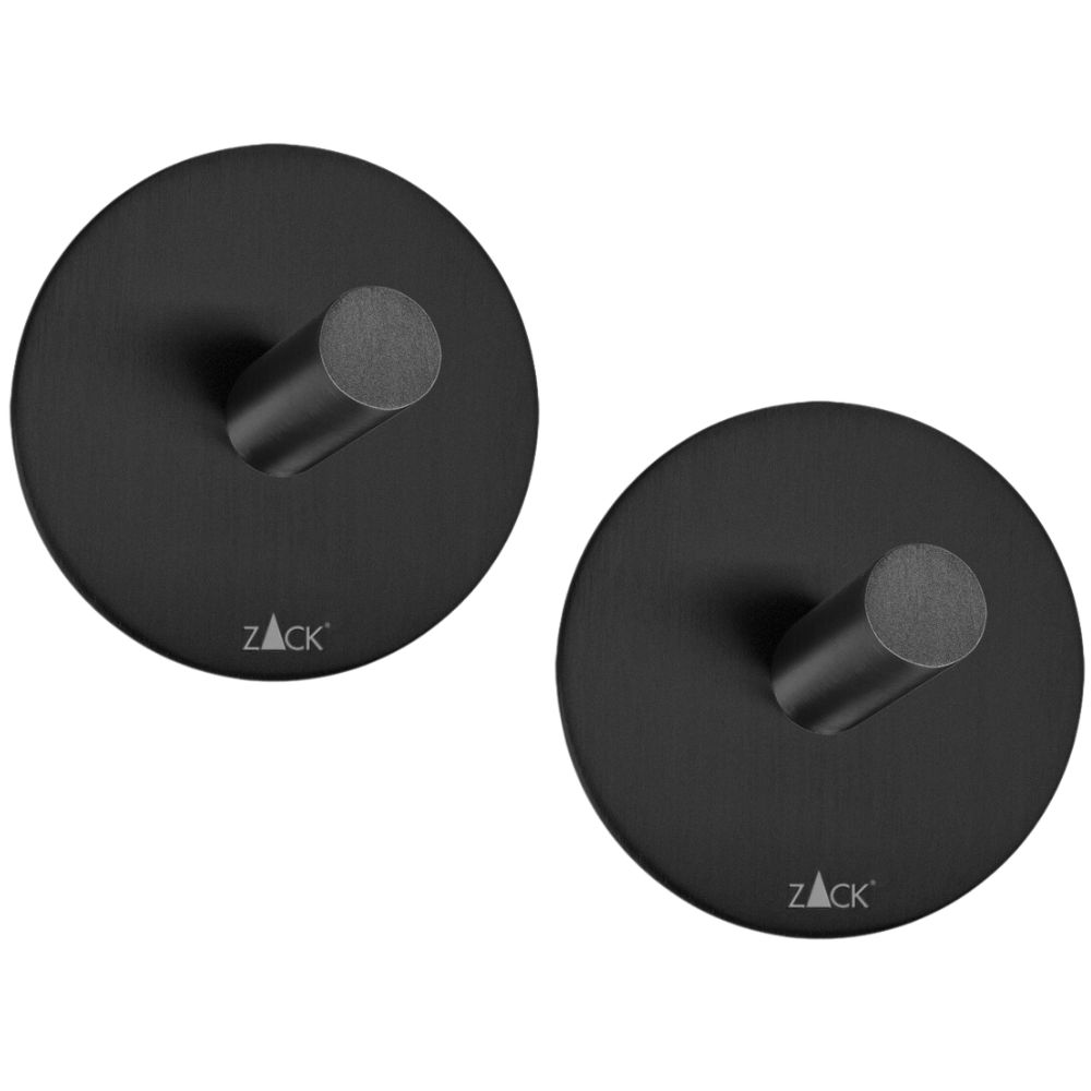 Handdoekhaakje 4,5 cm, set van 2, zwart, roestvrij staal, Zack