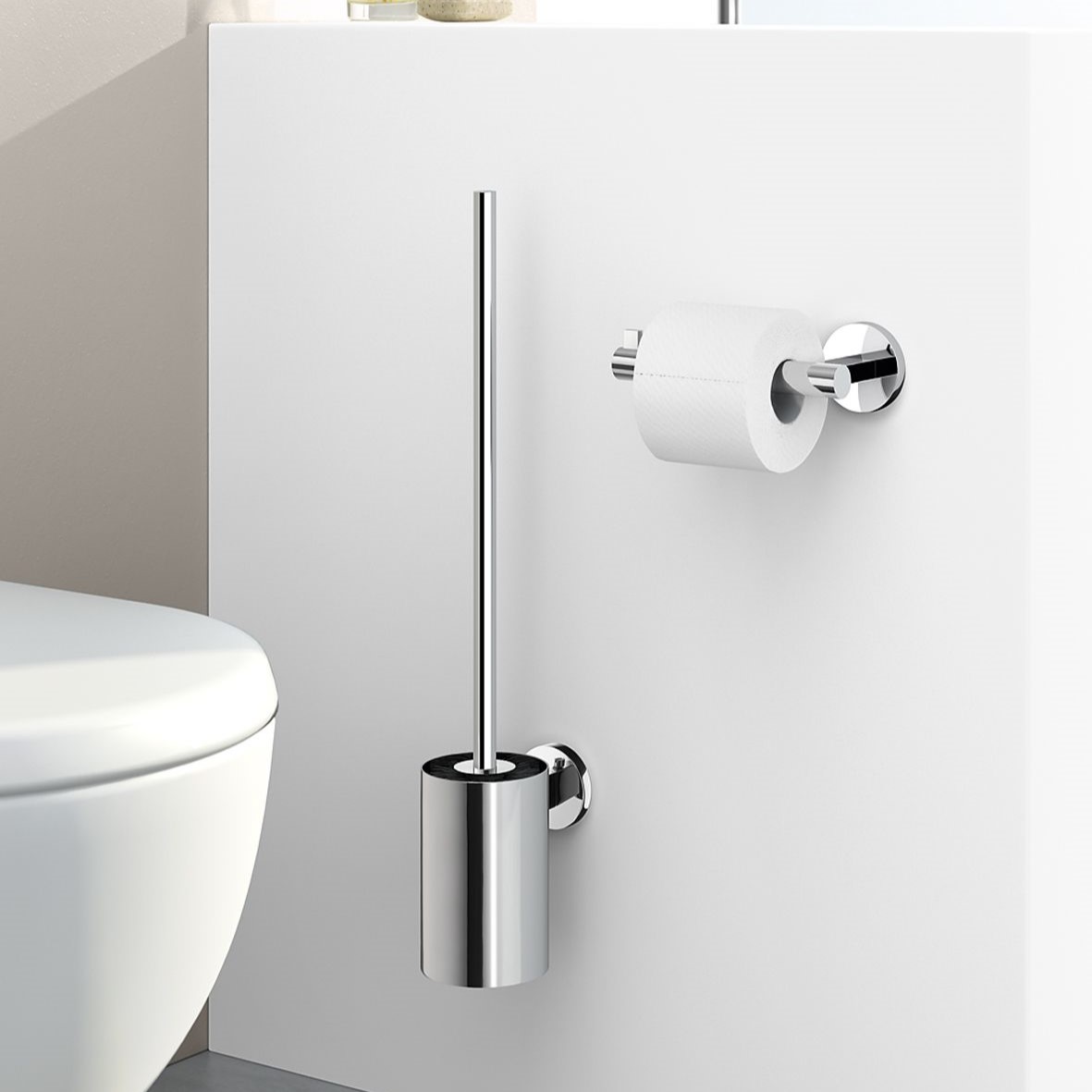 Toiletborstel met houder SCALA 54 cm, gepolijst, roestvrij staal, Zack