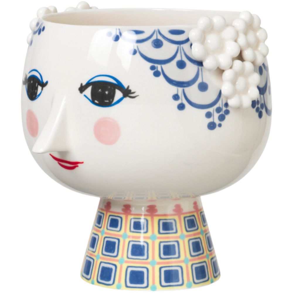 Bloempot EVA 21 cm, blauw, keramiek, Bjørn Wiinblad