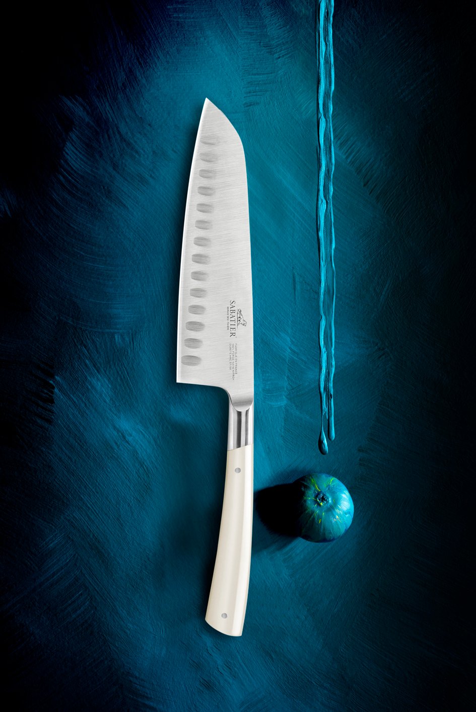 Santoku mes EDONIST 18 cm, roestvrij stalen klinknagels, wit, Lion Sabatier