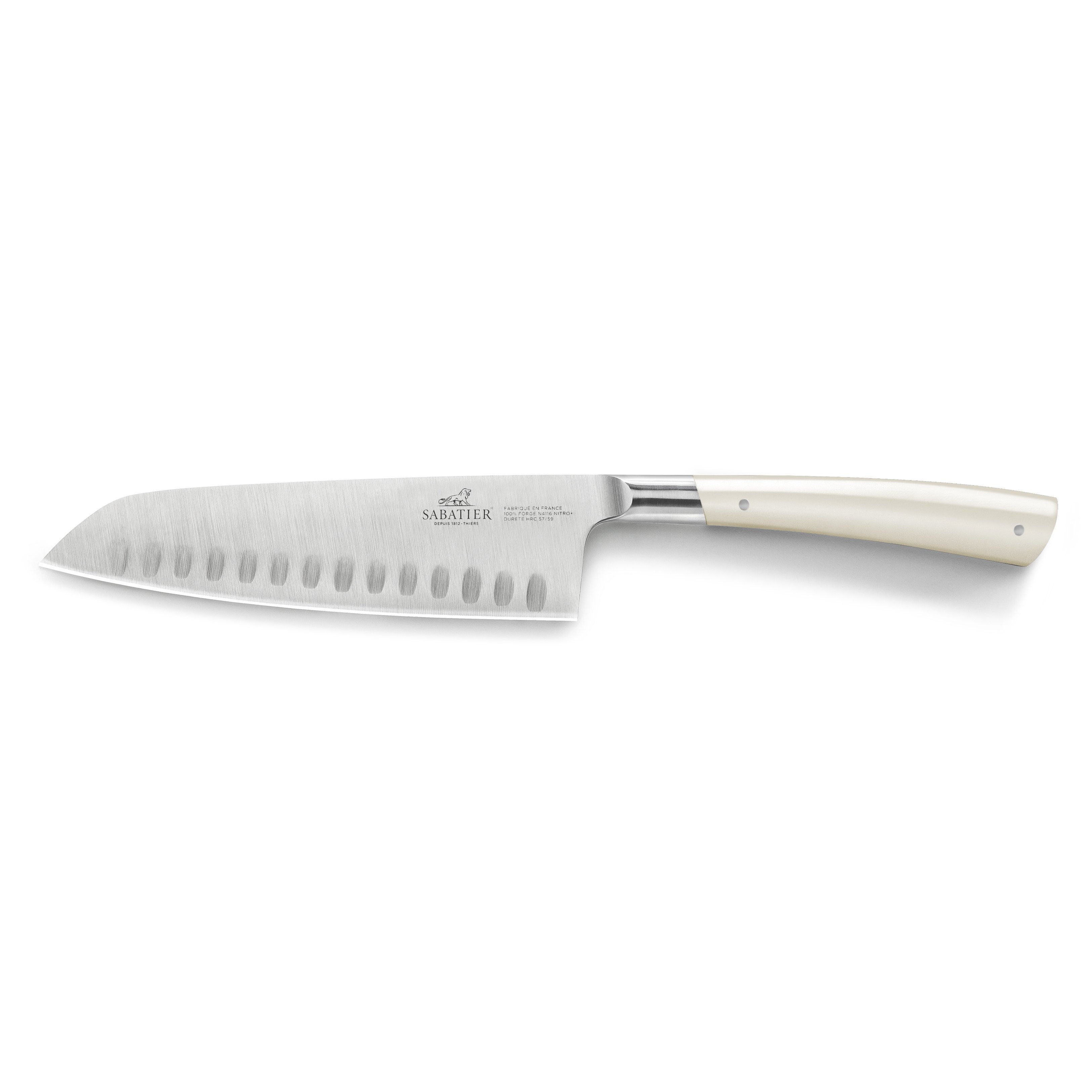 Santoku mes EDONIST 18 cm, roestvrij stalen klinknagels, wit, Lion Sabatier
