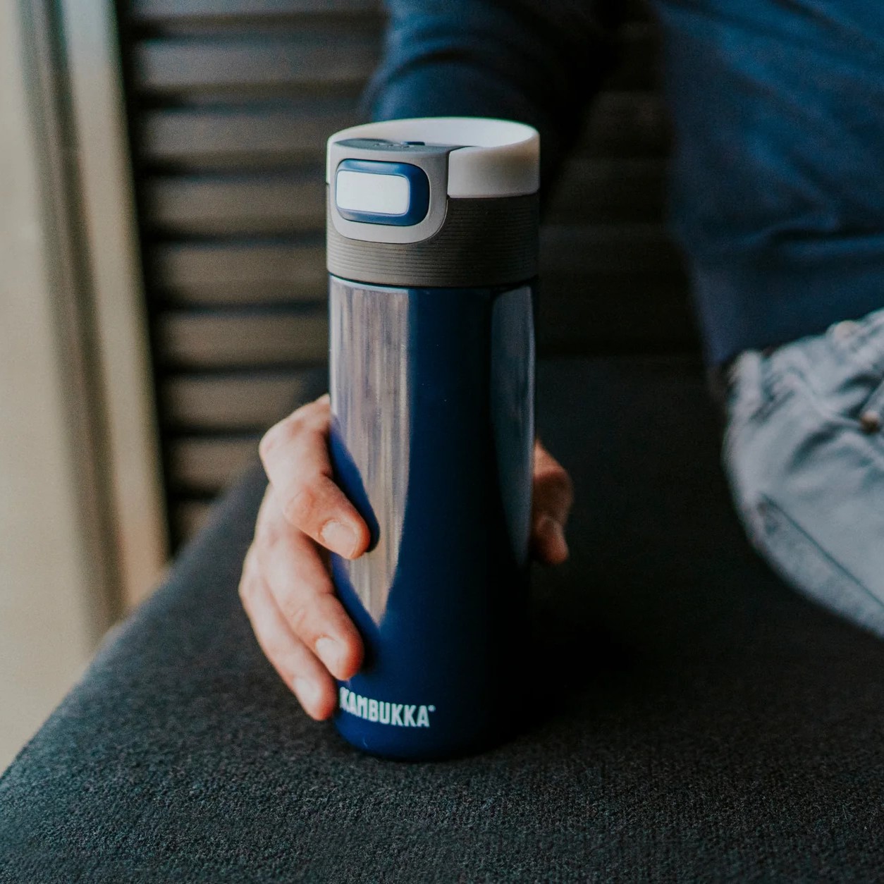 Thermosbeker ETNA 500 ml, denimblauw, roestvrij staal, Kambukka
