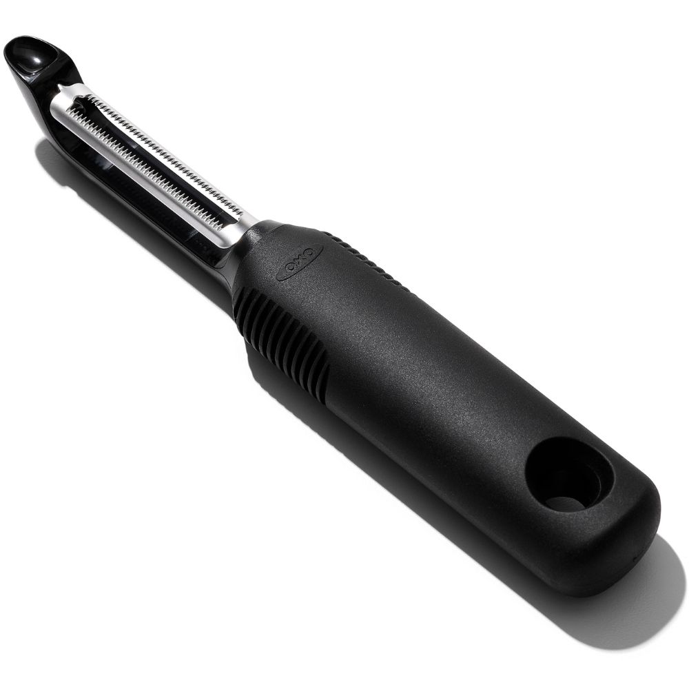 Dunschiller GOOD GRIPS 18 cm, gekarteld, zwart, kunststof, OXO