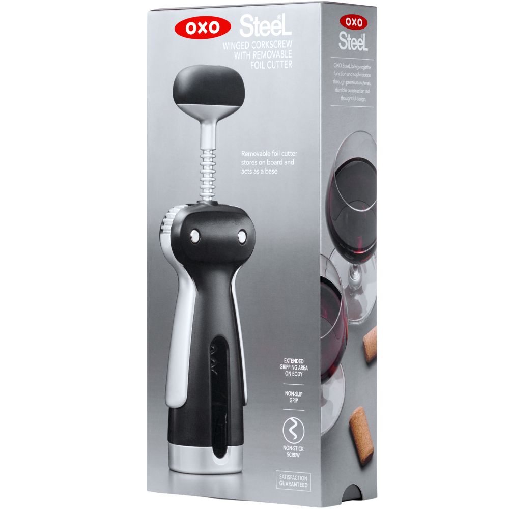 Kurkentrekker met dubbele hefboom GOOD GRIPS 26 cm, zwart, roestvrij staal, OXO