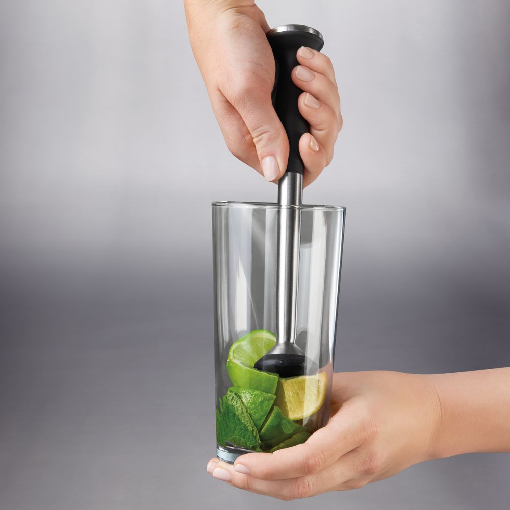 Cocktailstamper STEEL 23 cm, zwart, roestvrij staal, OXO