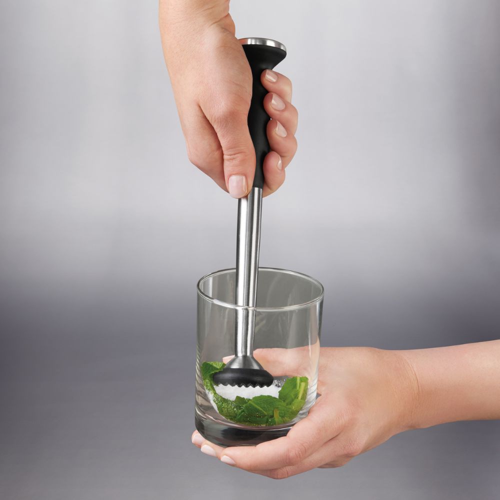 Cocktailstamper STEEL 23 cm, zwart, roestvrij staal, OXO