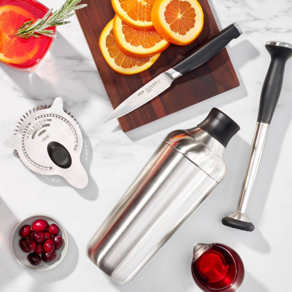 Cocktailstamper STEEL 23 cm, zwart, roestvrij staal, OXO