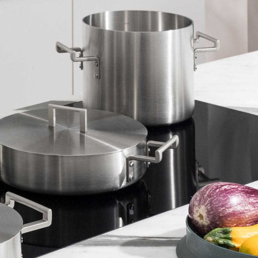 Pannenset CONVIVIO, 4-delig stuks, met deksels, roestvrij staal, Alessi