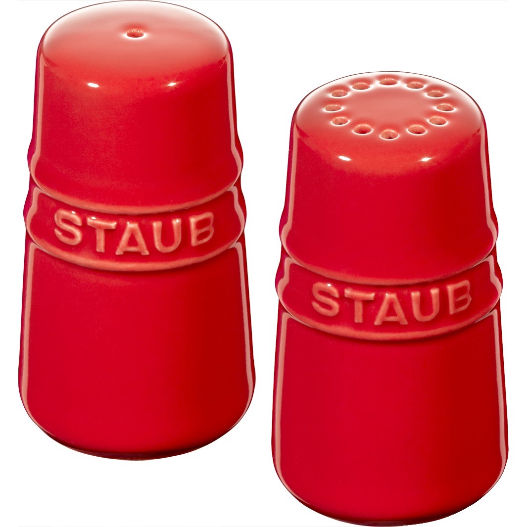 Peper- en zoutstel 7 cm, rood, keramiek, Staub