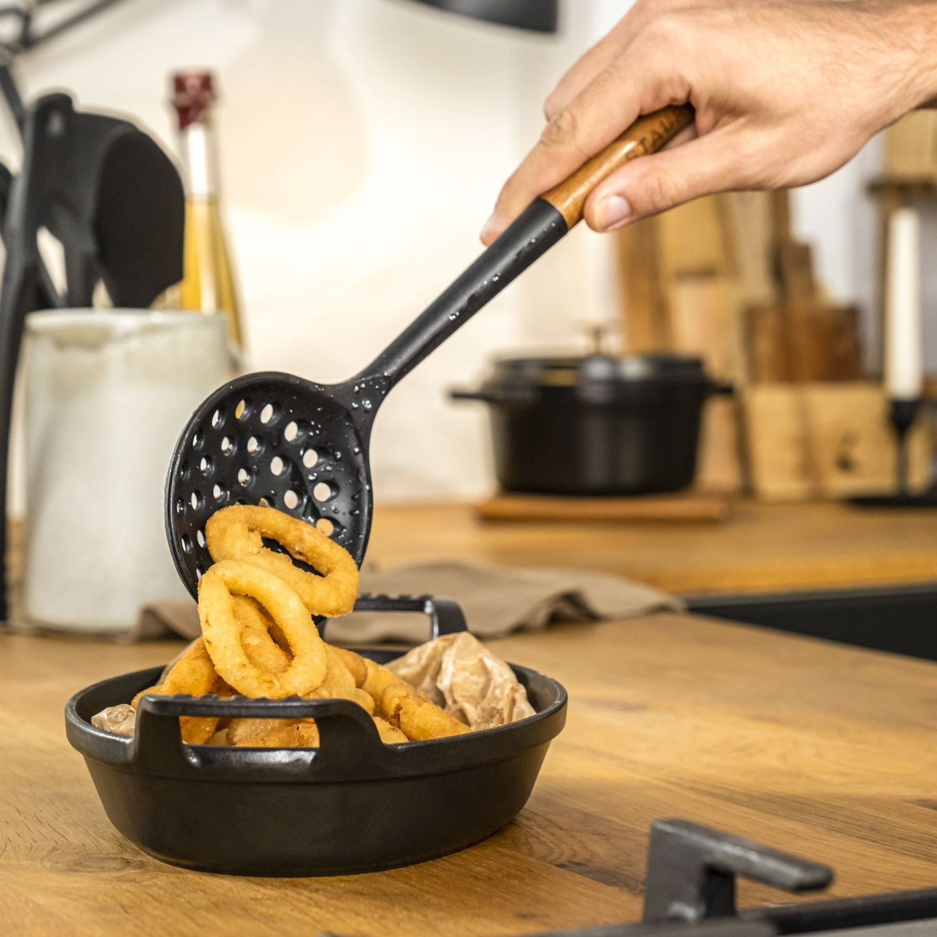 Schuimspaan 31 cm, bruin, silicone, Staub