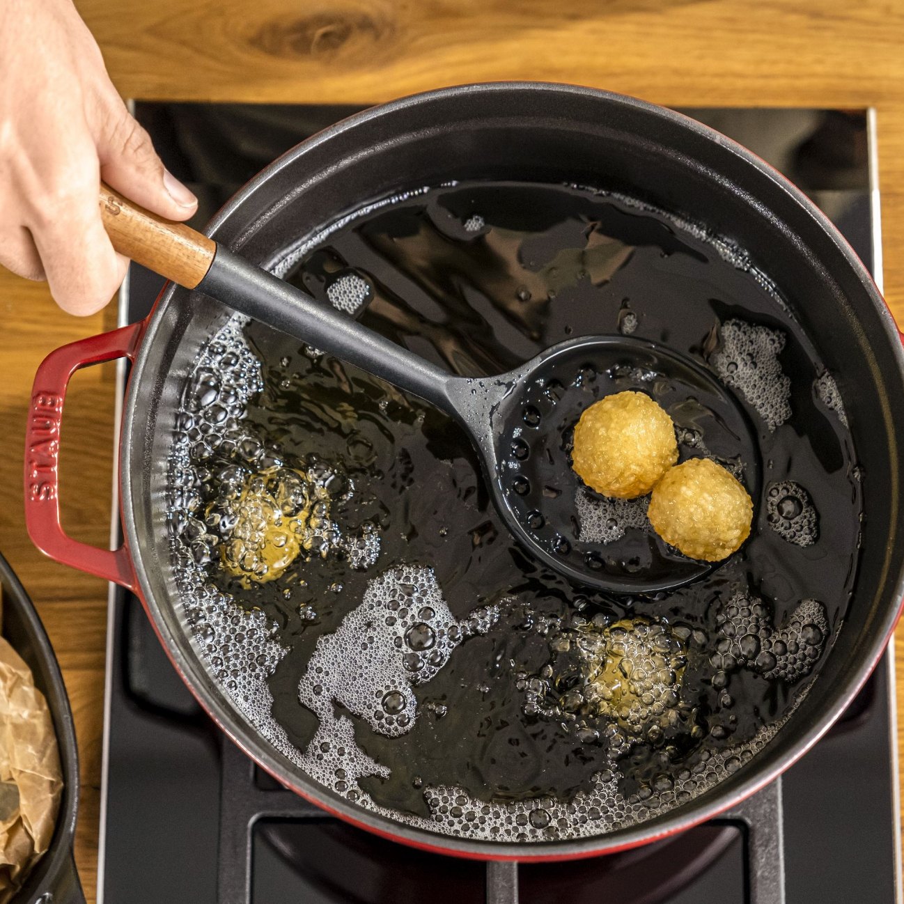 Schuimspaan 31 cm, bruin, silicone, Staub