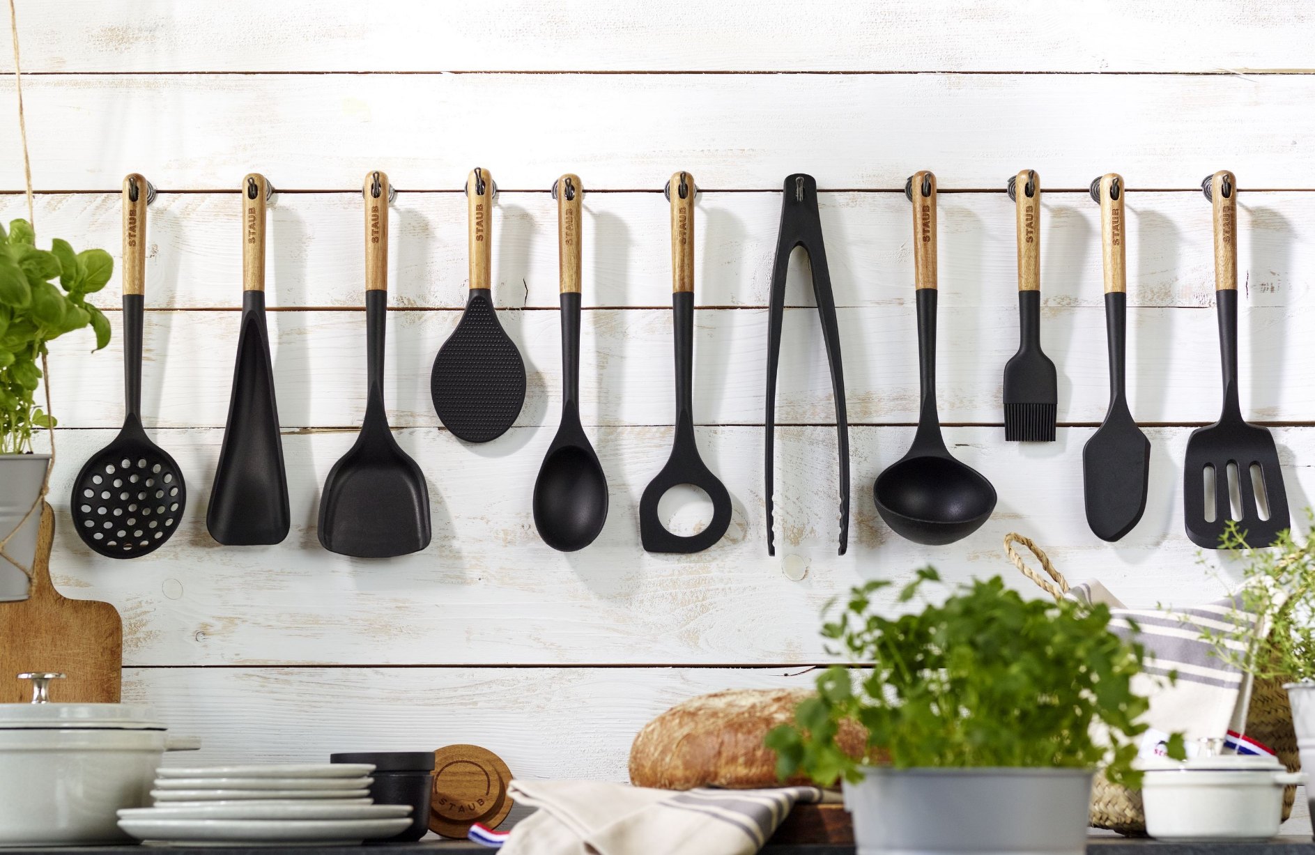 Pollepel 22 cm, voor rijst, bruin, siliconen, Staub