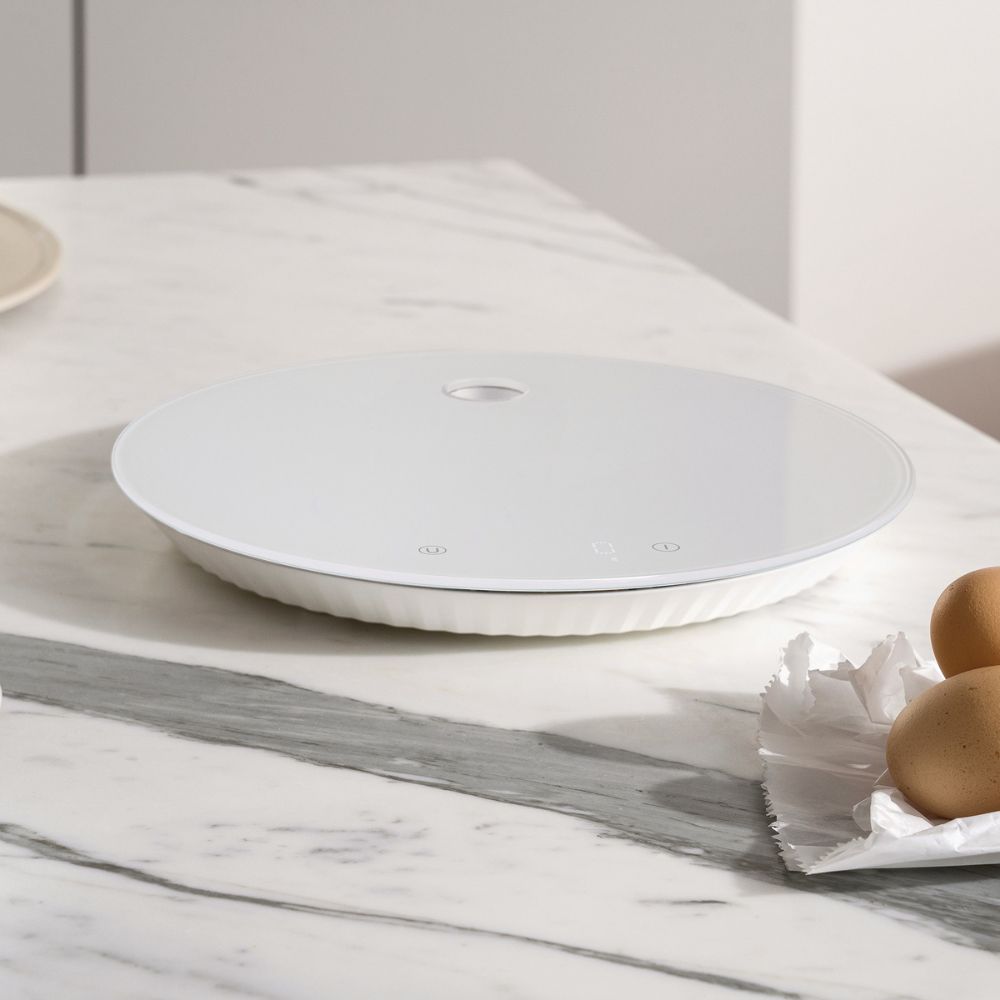 Digitale keukenweegschaal PLISSÉ 27 cm, wit, kunststof, Alessi