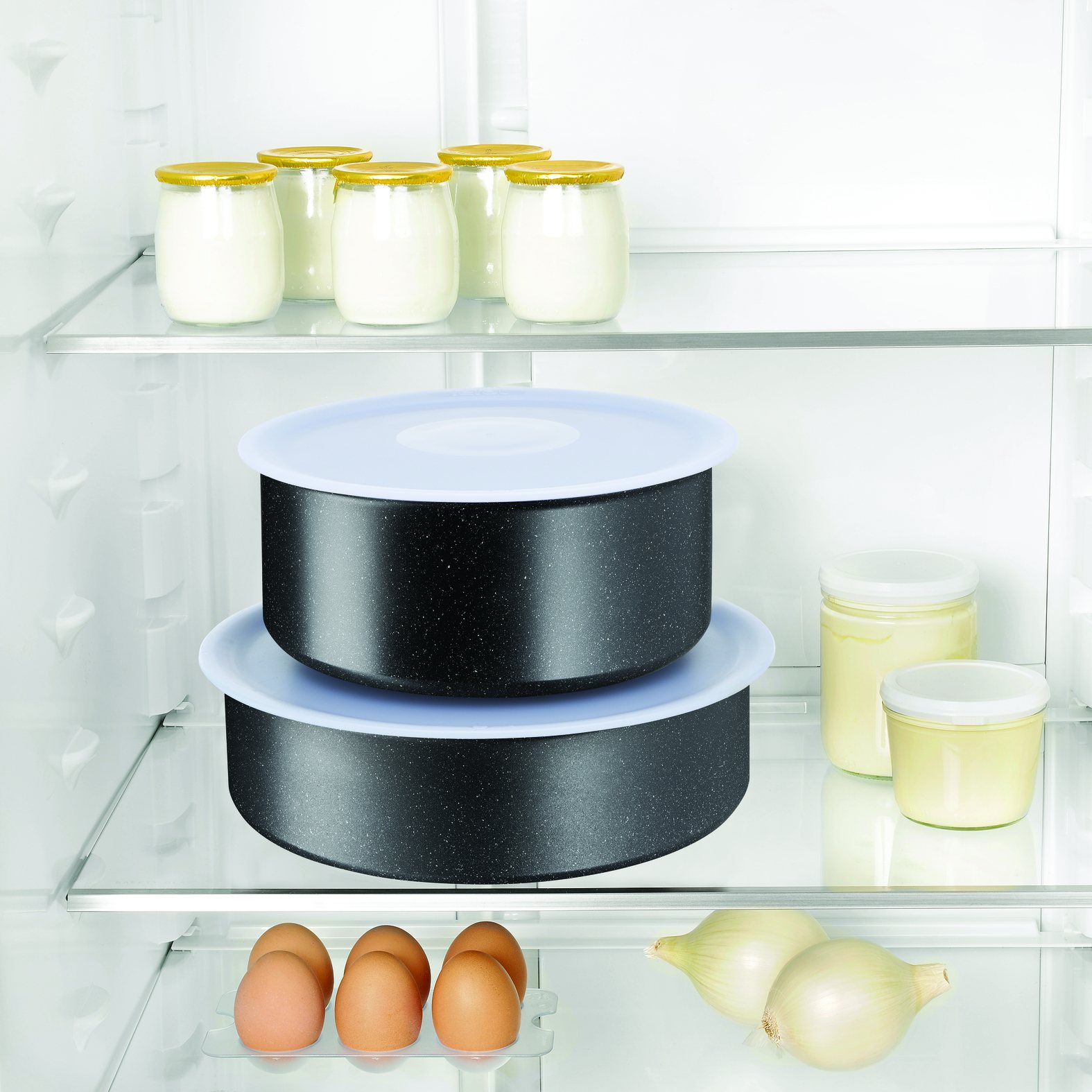 Pannenset INGENIO BLACK STONE L3998702, 7-delig, zwart, aluminium, Tefal