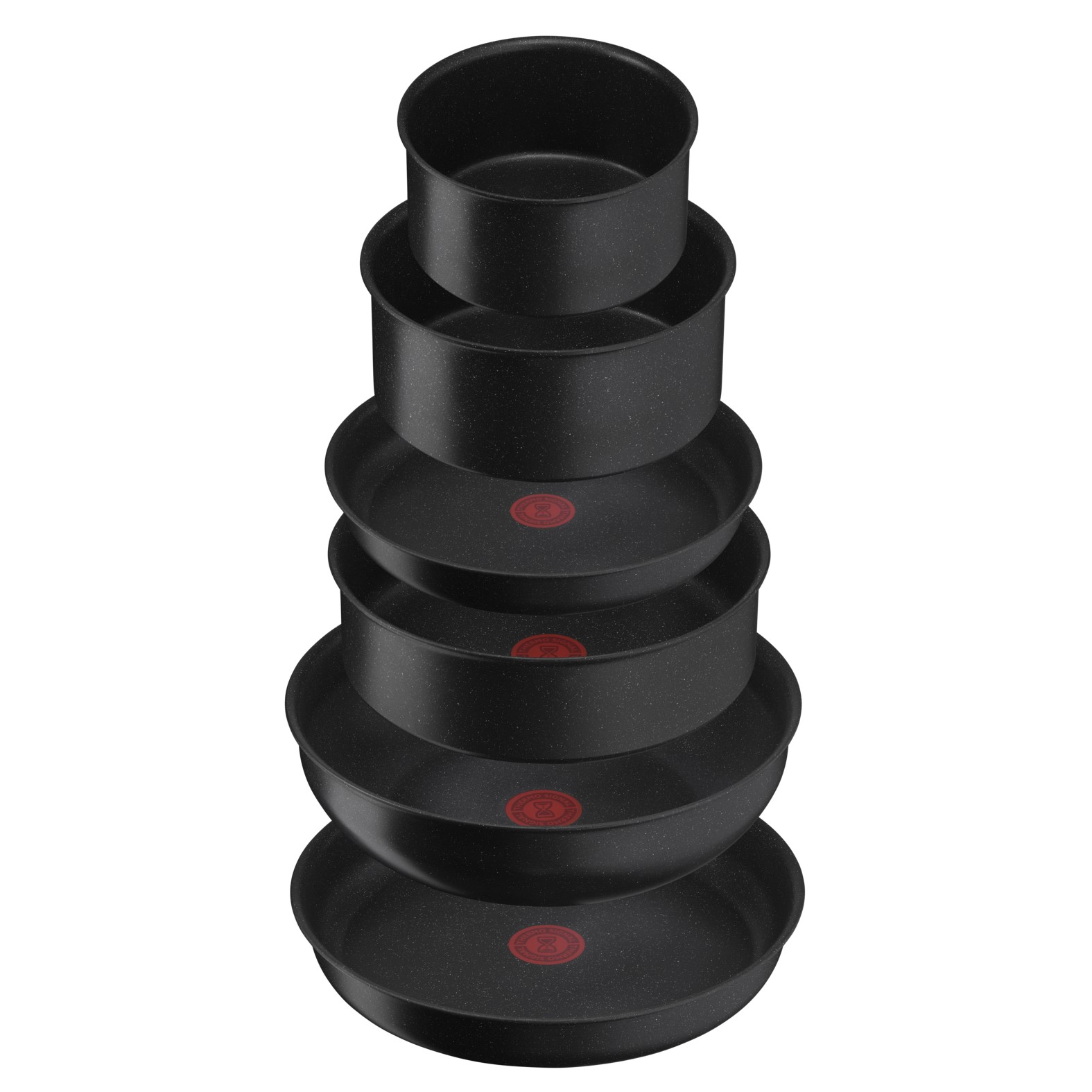 Pannenset INGENIO BLACK STONE L3998702, 7-delig, zwart, aluminium, Tefal