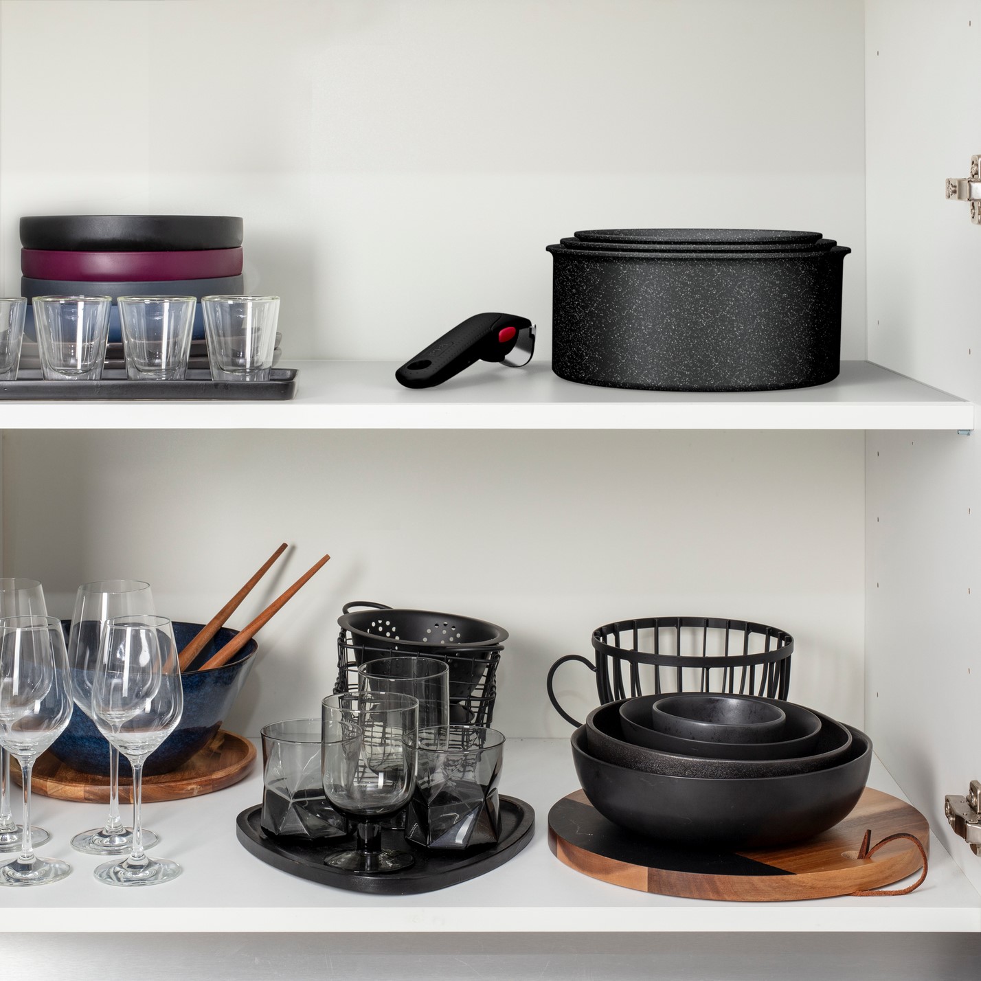 Pannenset INGENIO BLACK STONE L3998702, 7-delig, zwart, aluminium, Tefal