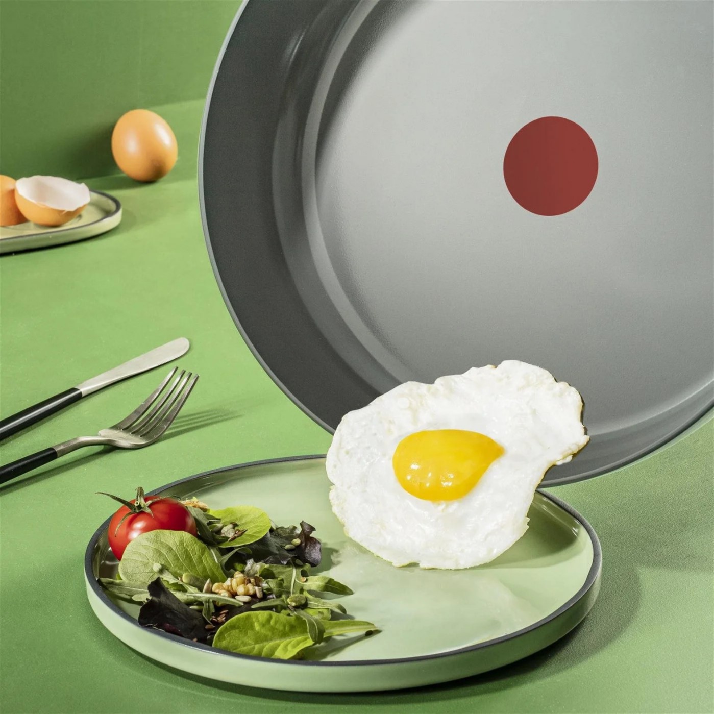 Koekenpannenset RENEW ON C4279132, set van 3, grijs, aluminium, Tefal