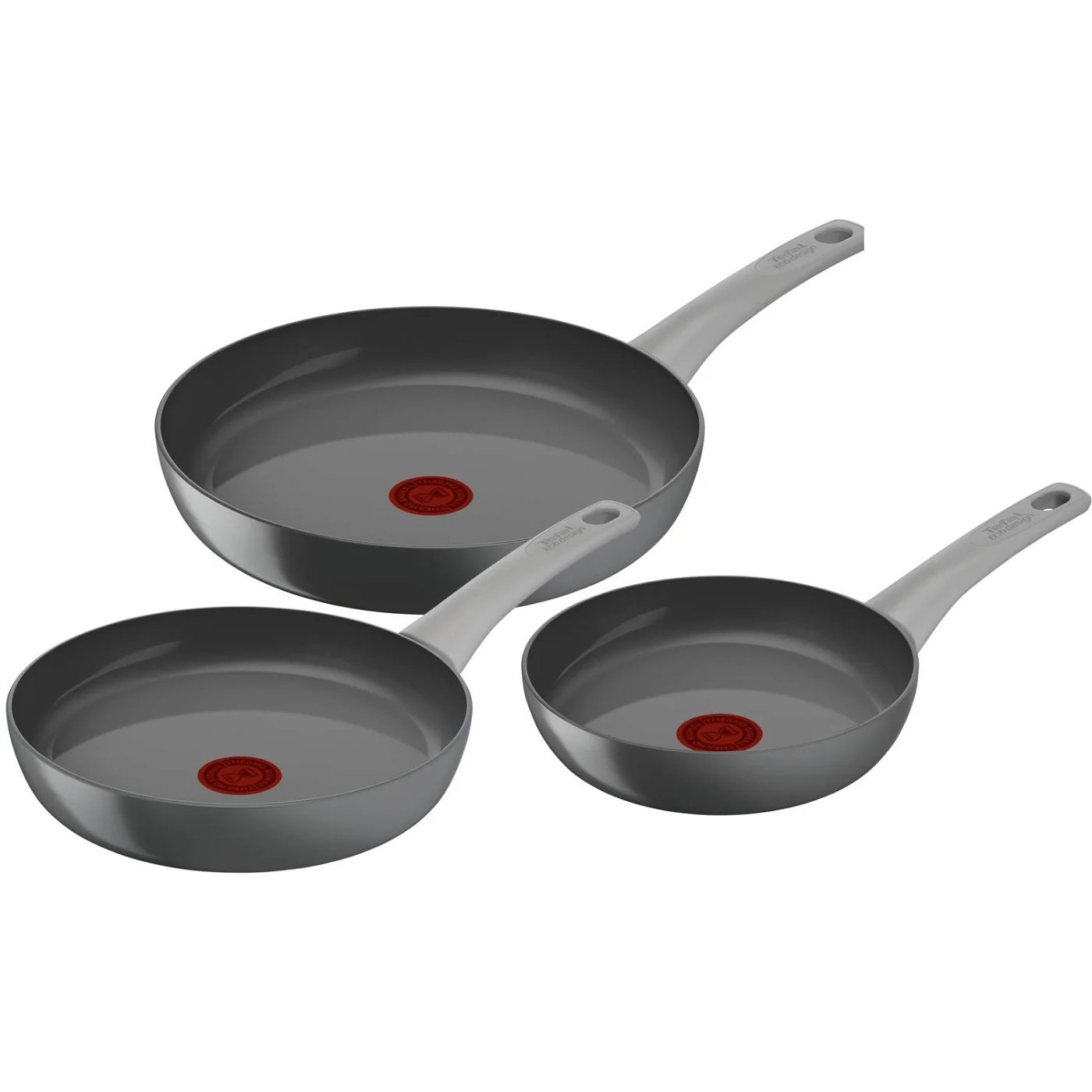 Koekenpannenset RENEW ON C4279132, set van 3, grijs, aluminium, Tefal