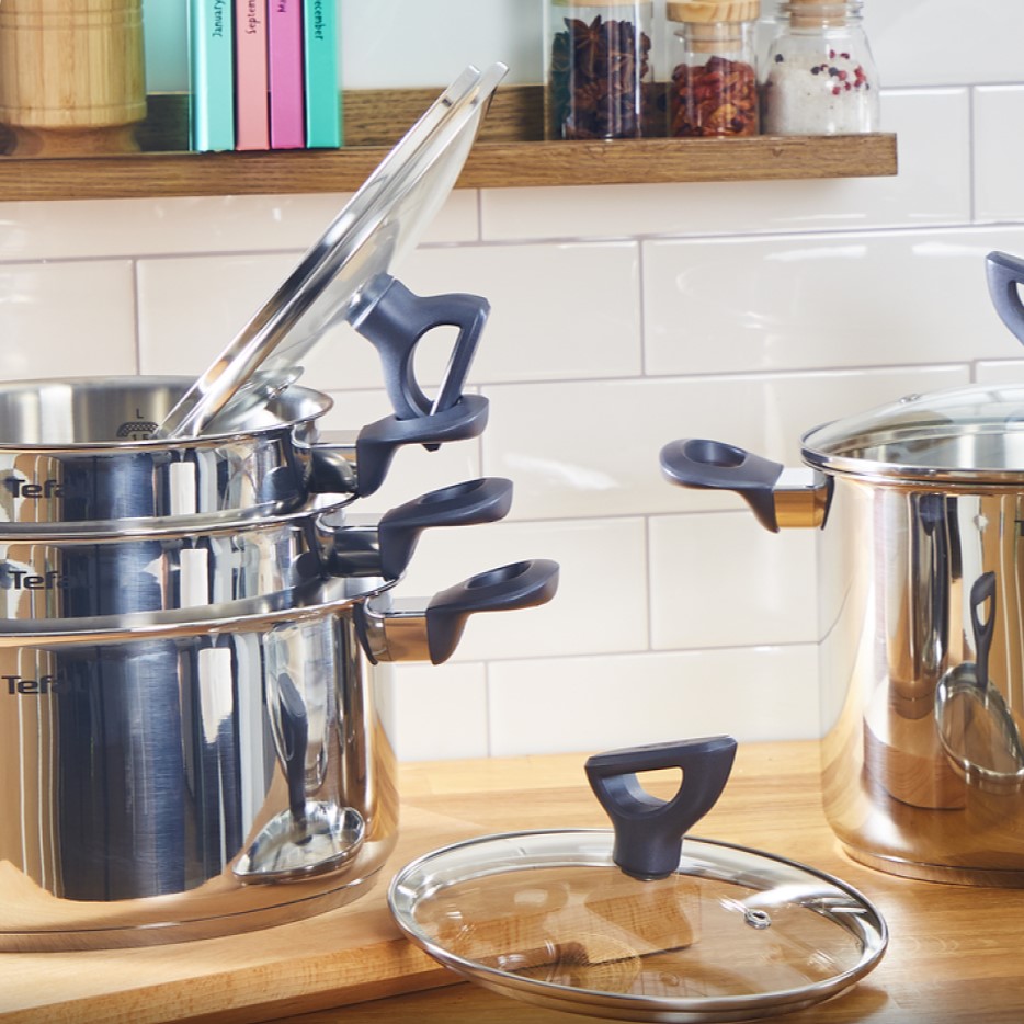 Pannenset DAILY COOK G712SA55, 10-delig, zilver, roestvrij staal, Tefal