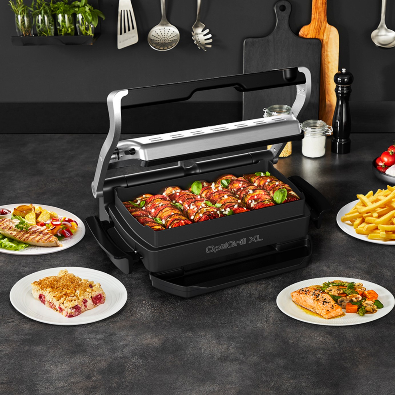 Contactgrill OPTIGRILL+ XL GC724D12 2000 W, met ovenschaal, Tefal