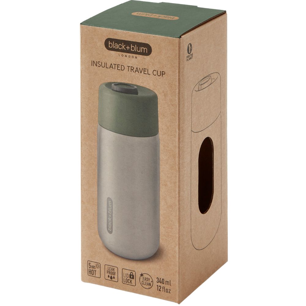 Reisbeker 340 ml, olijf, roestvrij staal, Black+Blum