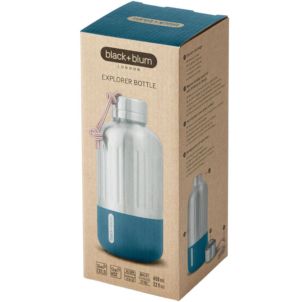 Waterbidon EXPLORER 650 ml, marine, roestvrij staal, Black+Blum