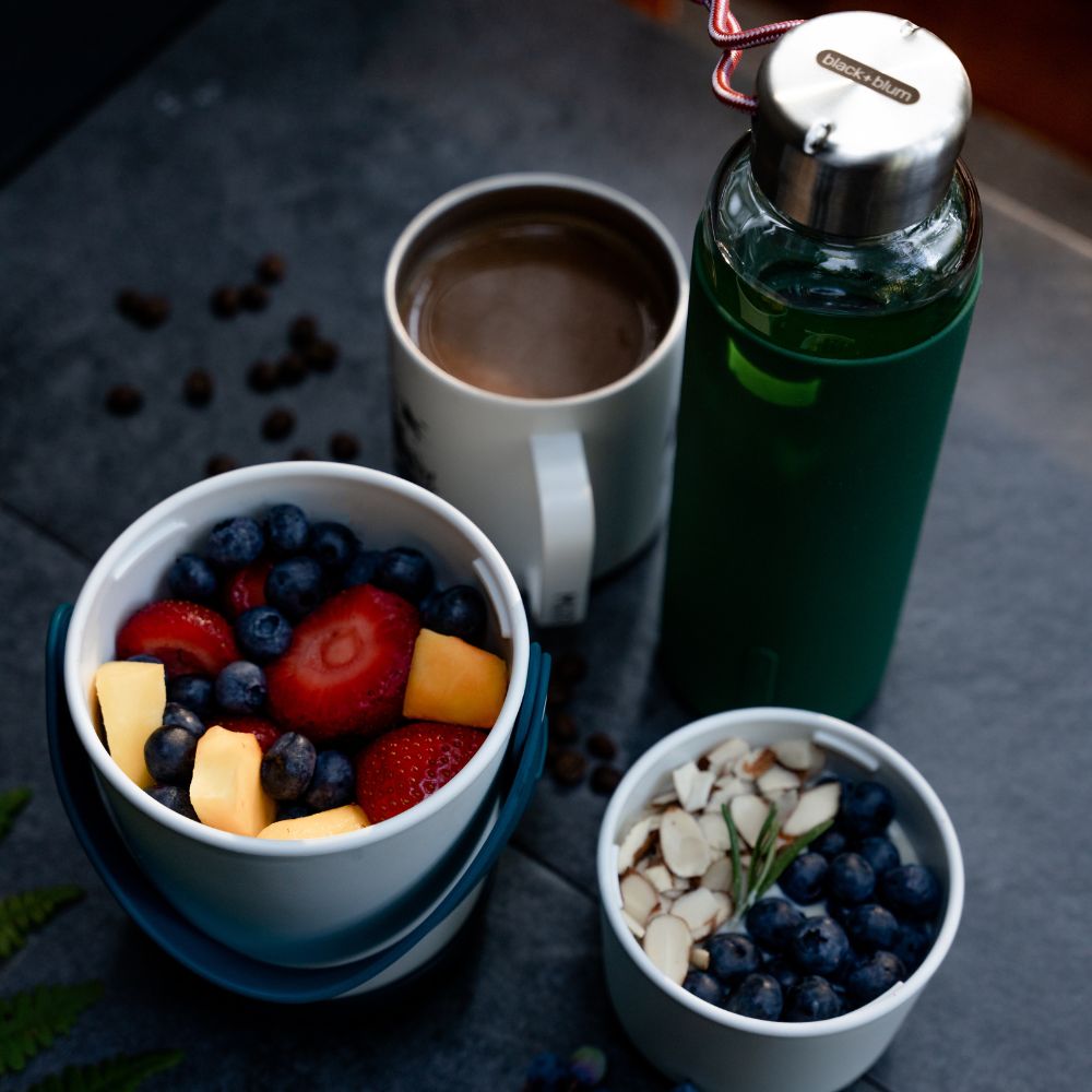 Waterbidon 600 ml, olijf, glas, Black+Blum