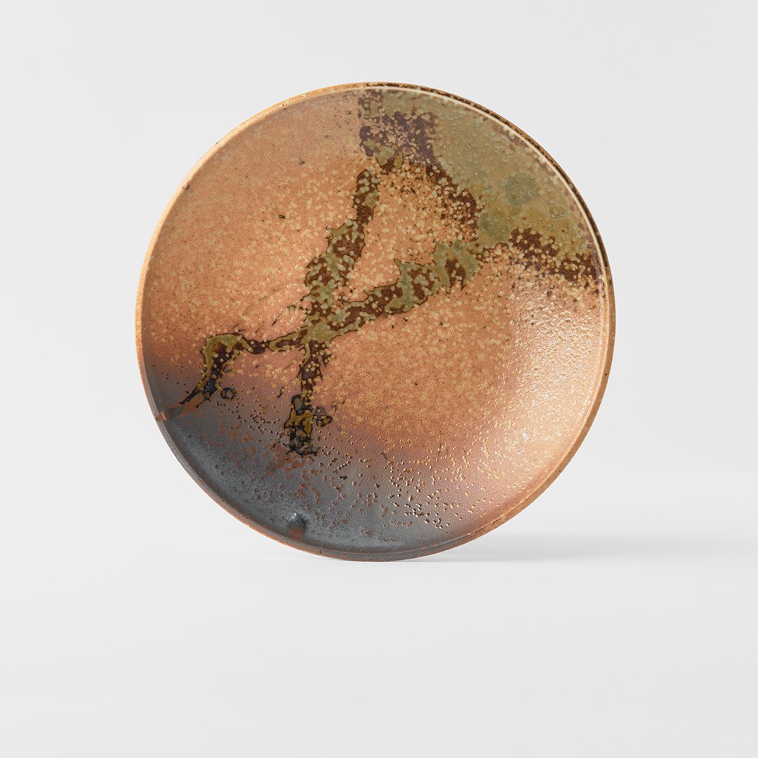 208801 3 jidelni talir wabi sabi 25 cm hneda keramika mij