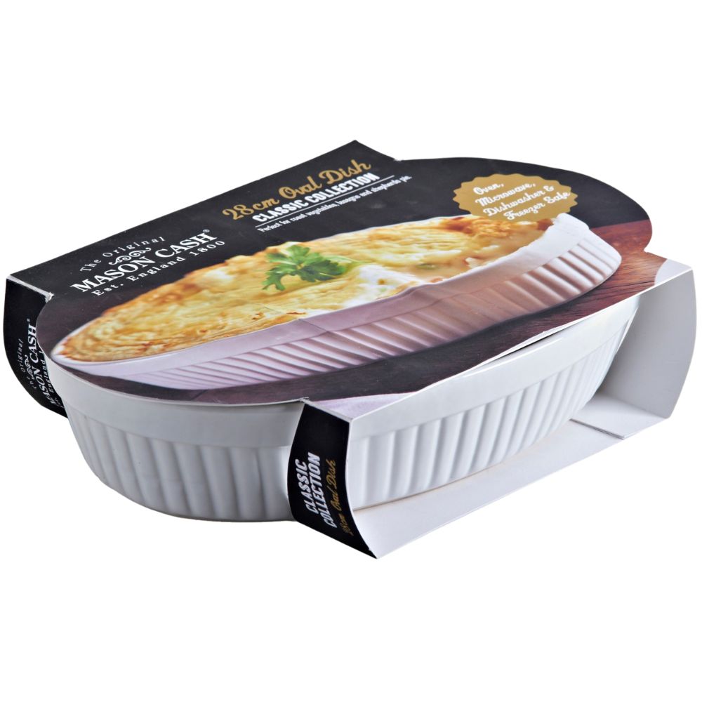 Ovenschaal CLASSIC 28 cm, ovaal, wit, keramiek, Mason Cash