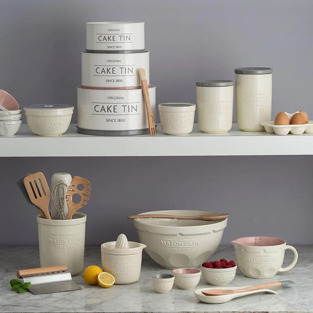 Knoflookpot INNOVATIVE KITCHEN 12 cm, met rasp, crème, keramiek, Mason Cash