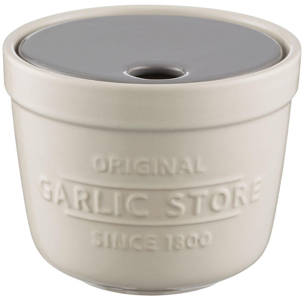 Knoflookpot INNOVATIVE KITCHEN 12 cm, met rasp, crème, keramiek, Mason Cash