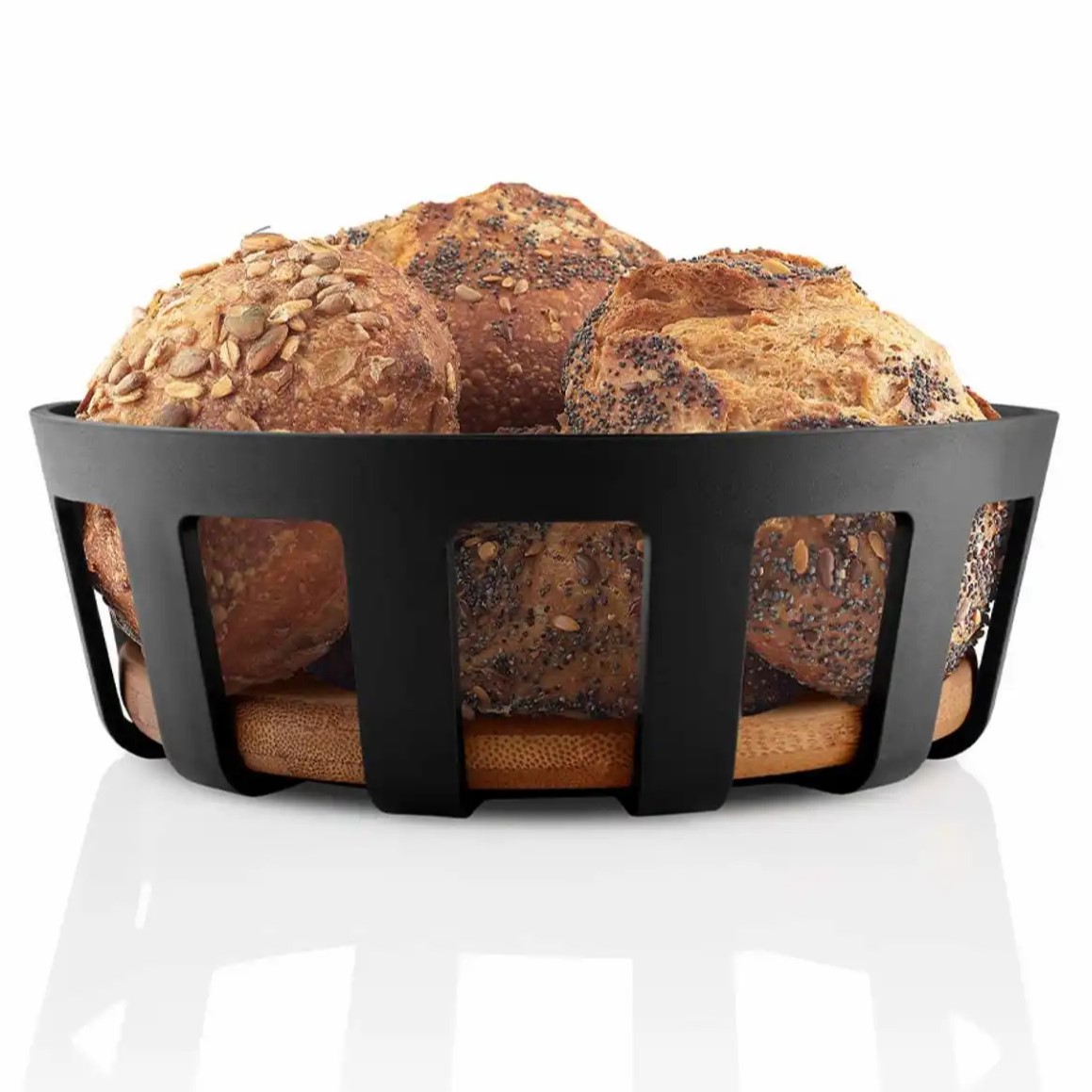 Broodmandje NORDIC KITCHEN 22 x 7 cm, zwart, kunststof/bamboe, Eva Solo
