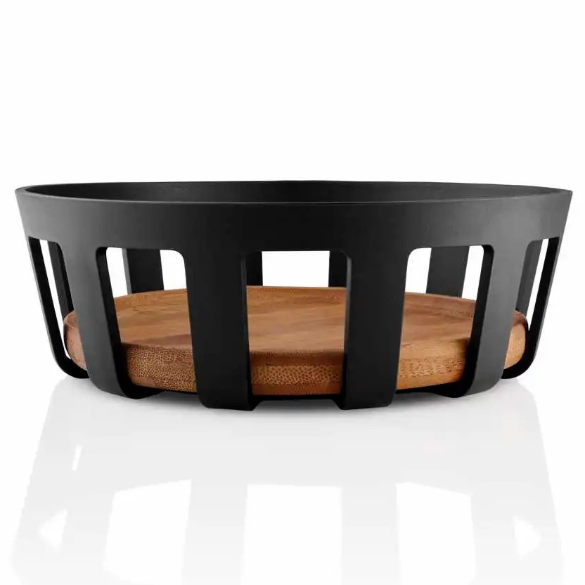 Broodmandje NORDIC KITCHEN 22 x 7 cm, zwart, kunststof/bamboe, Eva Solo