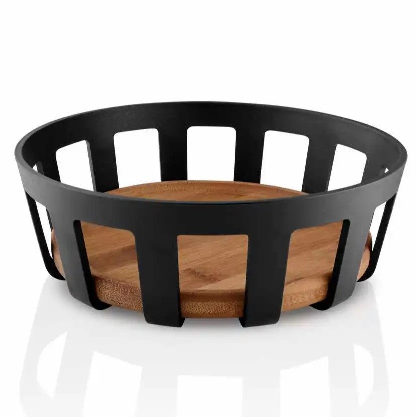 Broodmandje NORDIC KITCHEN 22 x 7 cm, zwart, kunststof/bamboe, Eva Solo