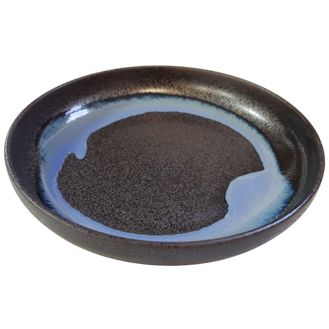Dineerbord BLUE BLUR 22 cm, hoge rand, blauw, keramiek, MIJ