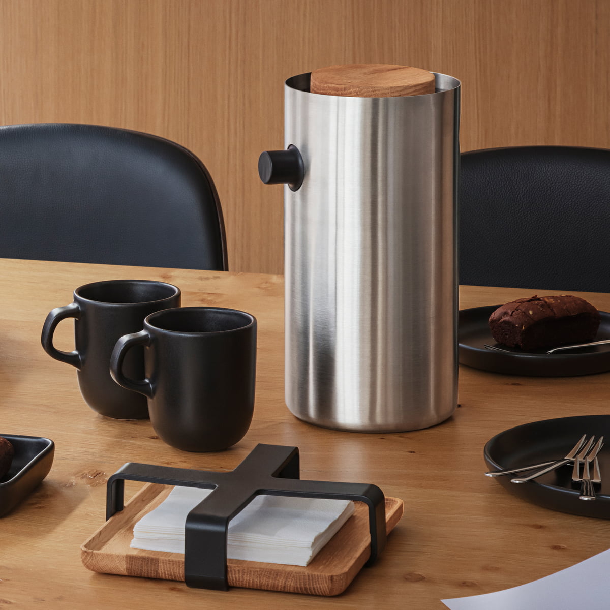 Servethouder NORDIC KITCHEN 19 x 5 cm, zwart, kunststof/bamboe, Eva Solo