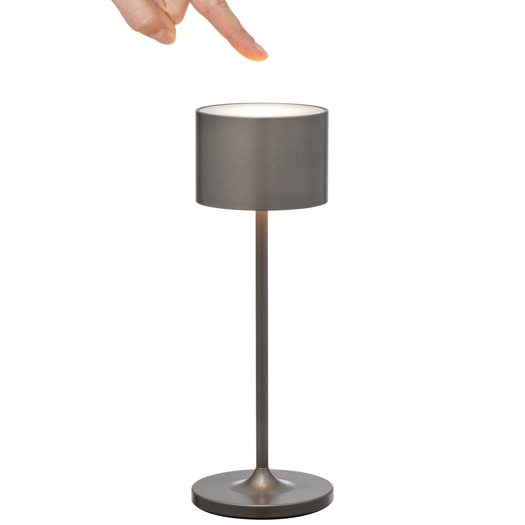 Draagbare tafellamp FAROL MINI 19,5 cm, LED, gebrand metaal, aluminium, Blomus