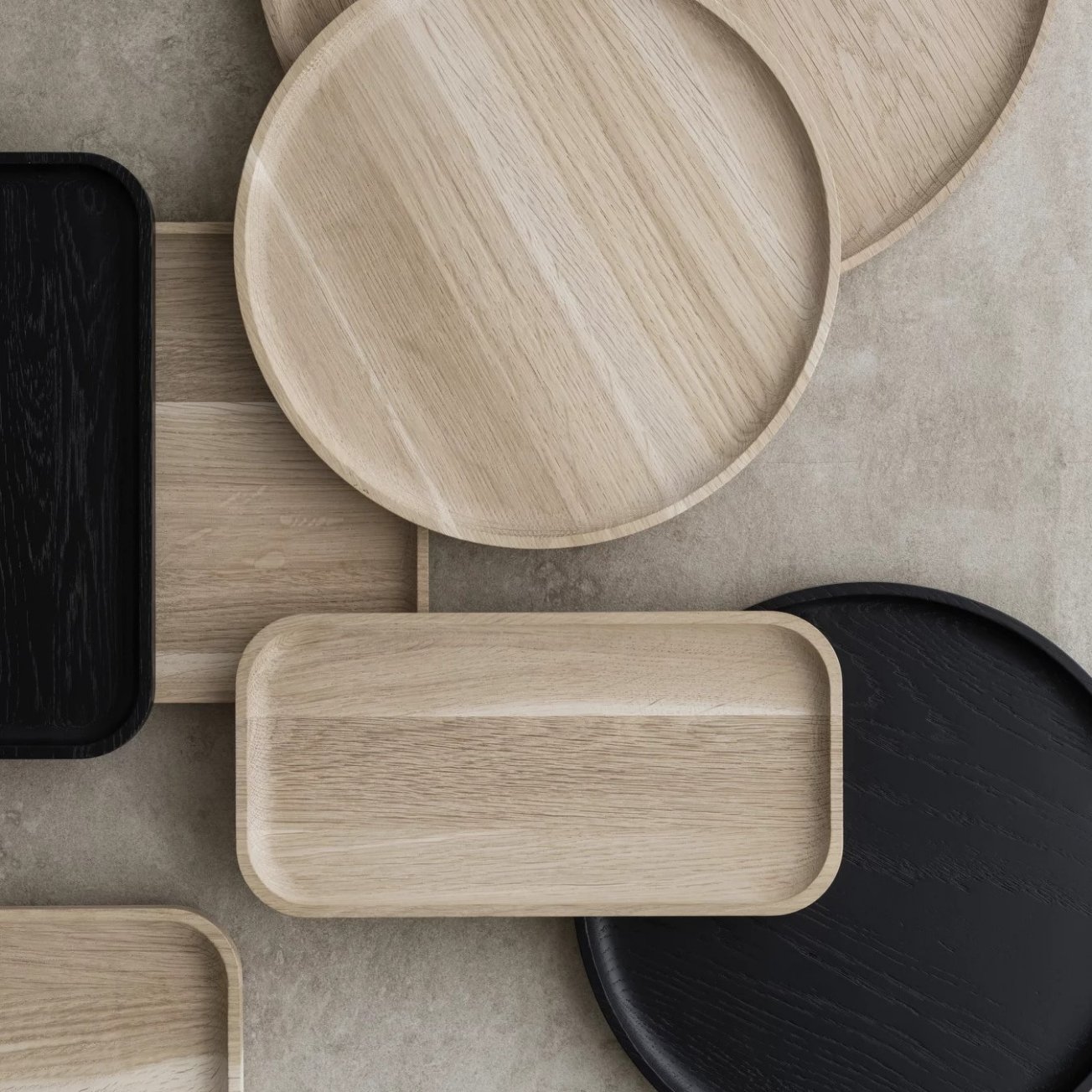 Dienblad OKU 25 cm, zwart, hout, Blomus