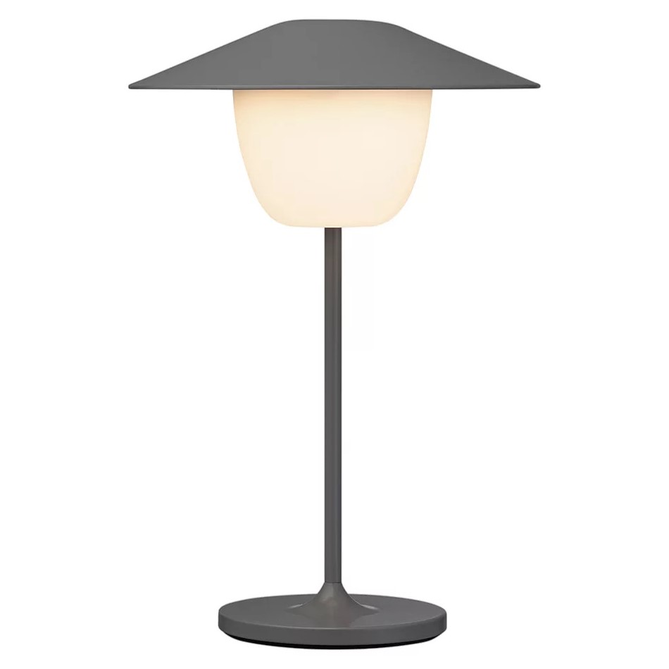 Draagbare tafellamp ANI MINI 21 cm, LED, warm grijs, aluminium, Blomus