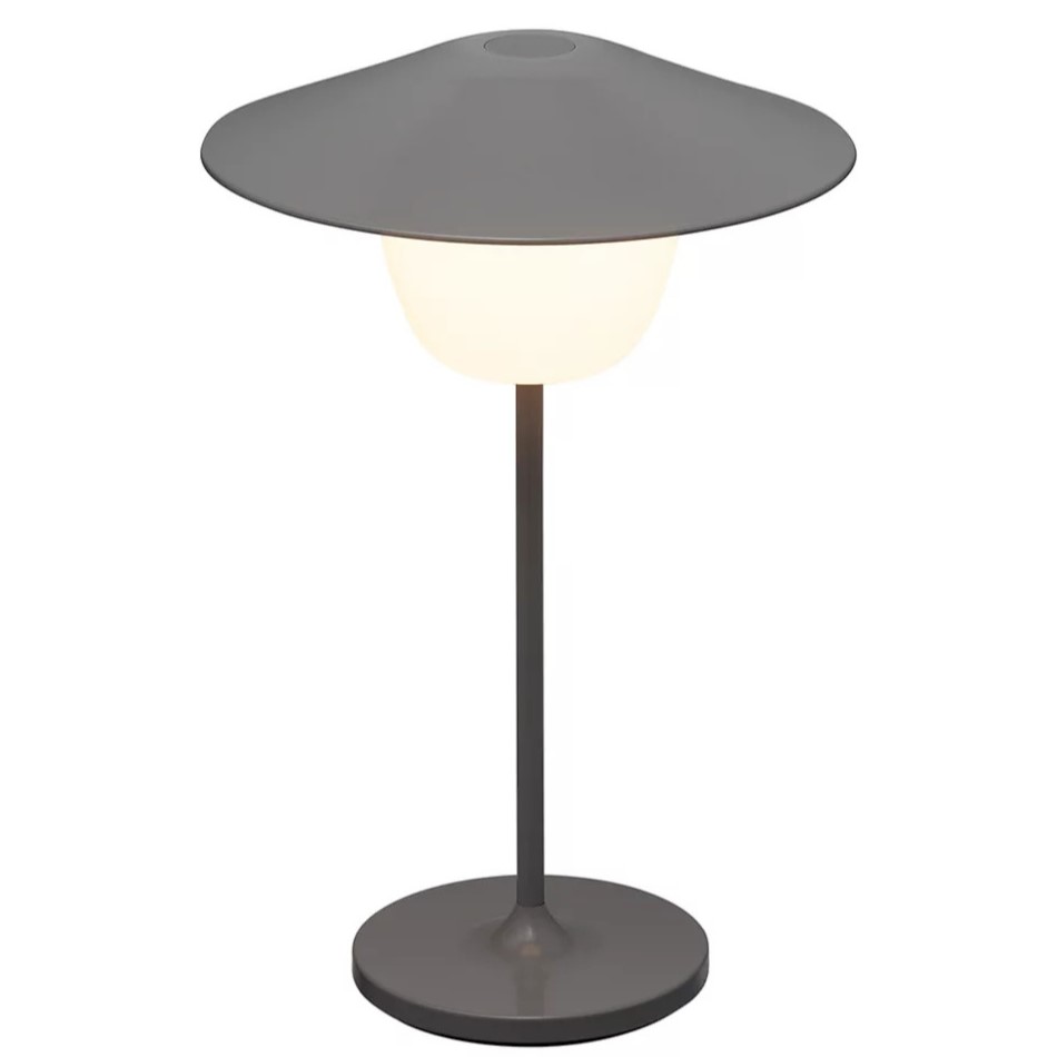 Draagbare tafellamp ANI MINI 21 cm, LED, warm grijs, aluminium, Blomus